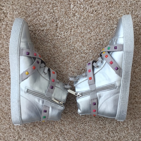 Sam Edelman Bella Iliana Silver HITOP Shoes zip up - Picture 5 of 7